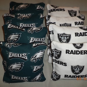 Cornhole bags Philadelphia Eagles and Las Vegas Raiders corn hole bean bags 8 ACA Regulation size