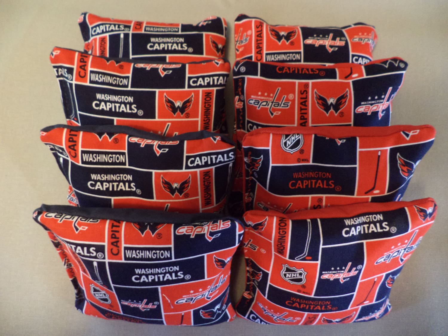 Set Of 8 Washington Capitals Hockey Cornhole Bean Bags FREE SHIPPING 