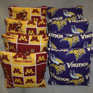 Cornhole bags Minnesota Vikings and Minnesota Golphers 8 bean bags ACA Regulation bags game