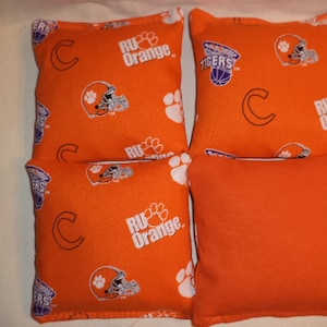 Cornhole bags Clemson Tigers Corn Hole bean bags 4 Tigers bean bags ACA regulation
