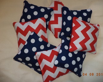 Cornhole bags Patriotic Chevron star stripes corn hole bean bags FREE SHIP 8 ACA Regulation bean bags