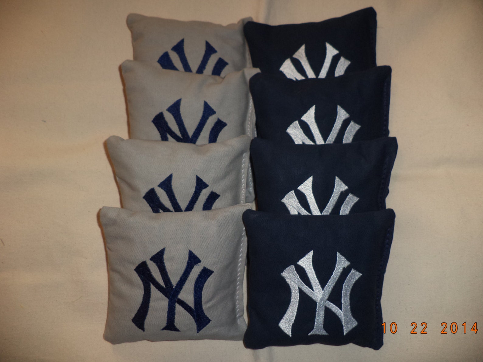 thumbnail image 2 of Backyard Games USA New York Yankees Cornhole Bean Bags – 8-Pack, ACA Regulation Size, NY Fabric, USA Made 2 of 6