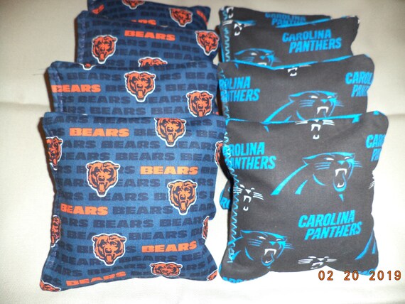CAROLINA PANTHERS 8 CORNHOLE BEAN BAGS //BAGGO TOSS GAME Top Quality Handmade!