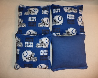 8 Sacchetti Di Fagioli (Beanbags) Per Cornhole – Tessuto Indianapolis Colts, Qualità ACA Reg Bags