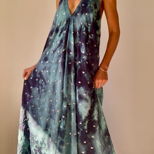 Tie dye silk dress halter boho dress event summer dress wedding guest dress free size sundress embroidered maxi dress for the beach vacation image 17