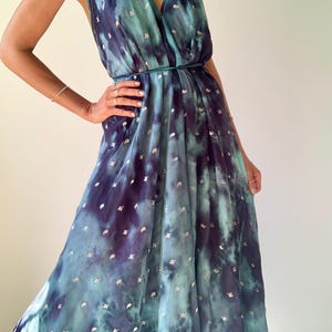 Tie dye silk dress halter boho dress event summer dress wedding guest dress free size sundress embroidered maxi dress for the beach vacation image 4
