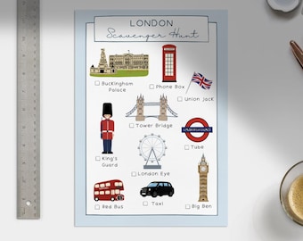 Scavenger Hunt London Game For Kids: Family Holiday Activity (PDF) Travel City Trip Treasure Hunt, UK Family Vacation Activity,Treasure Hunt