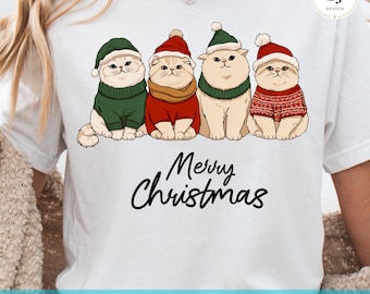 Christmas Cats Shirt PNG: Festive Kittens in Sweaters (Digital Download)