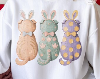 Easter Bunny Cat Trio PNG, Pastel Buttercream Clipart (Digital Download)