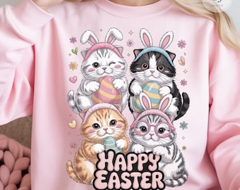 Kawaii Easter Cat PNG, Bunny Ears Kitten Clipart (Digital Download)