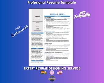 Professional Resume Template | Cover Letter | ATS Friendly Resume | CV Template | Rush Resume Template | Instant Download