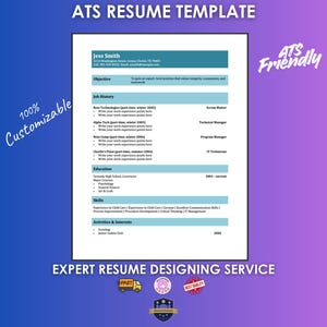 New Grad Resume Template | Entry Level Resume CV | First Job Resume | Modern ATS Friendly Resume | College Graduate Resume | Editable Word