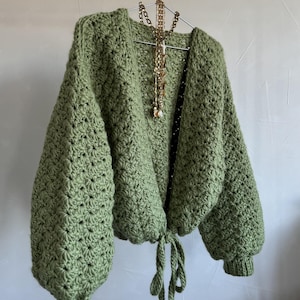 The Wasabi Chunky Crochet Cardigan - PDF Pattern download UK terms