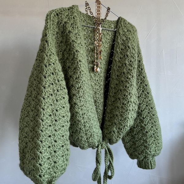 The Wasabi Chunky Crochet Cardigan - PDF Pattern download UK terms - Intermediate