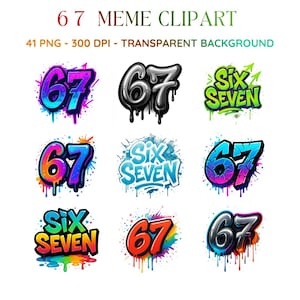 Graffiti 67 Meme Clipart – Funny Sticker Bundle (Digital Download)