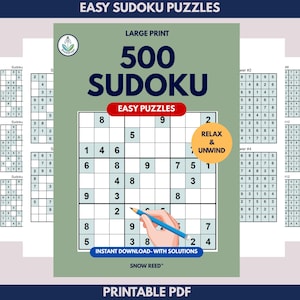 500 łatwych łamigłówek sudoku – łamigłówki do druku dla dorosłych i nastolatków (pobierz plik PDF)