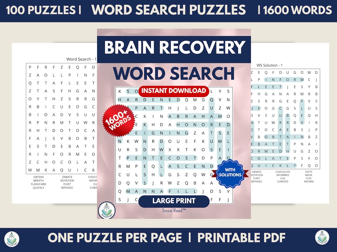 Brain Recovery Word Search | Stroke TBI Cognitive Rehab Activity (PDF ...