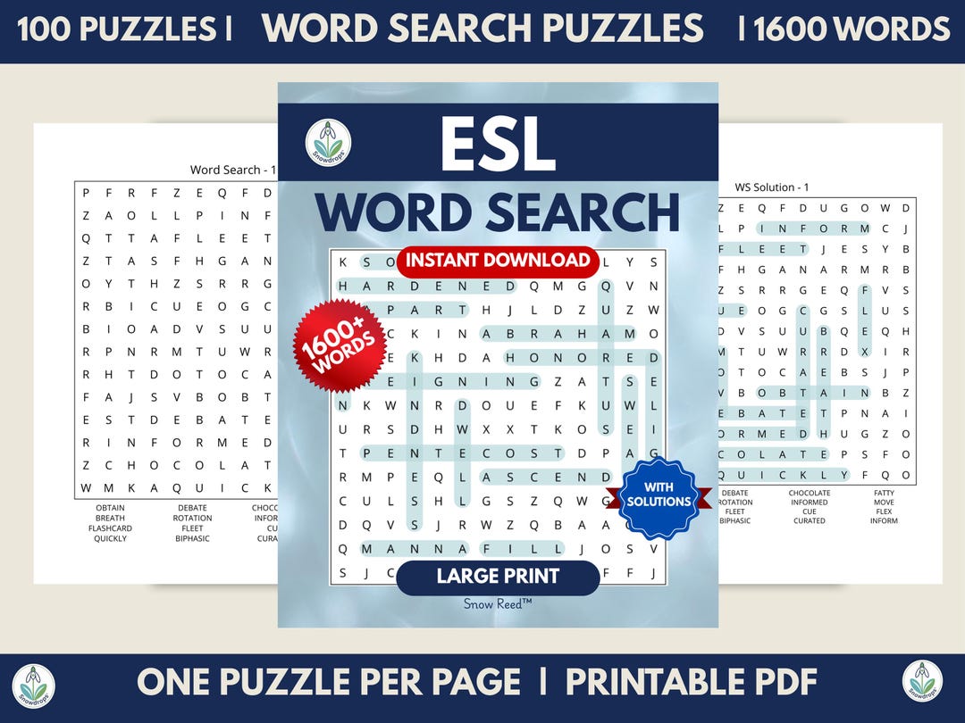 ESL Vocabulary Word Search Printable | EFL Activity PDF | General