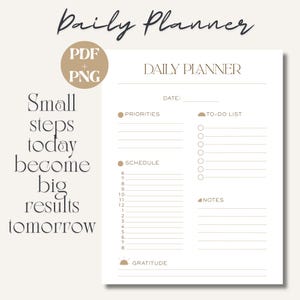 Minimalist Daily Planner Template: Printable Schedule, To-Do List (A4, 8.5 “x11”, 2 per page)