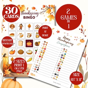 Thanksgiving Games,Thanksgiving Party Games, Thanksgiving Games for Adults and Kids, Thanksgiving Game Bundle, Printable Thanksgiving Games