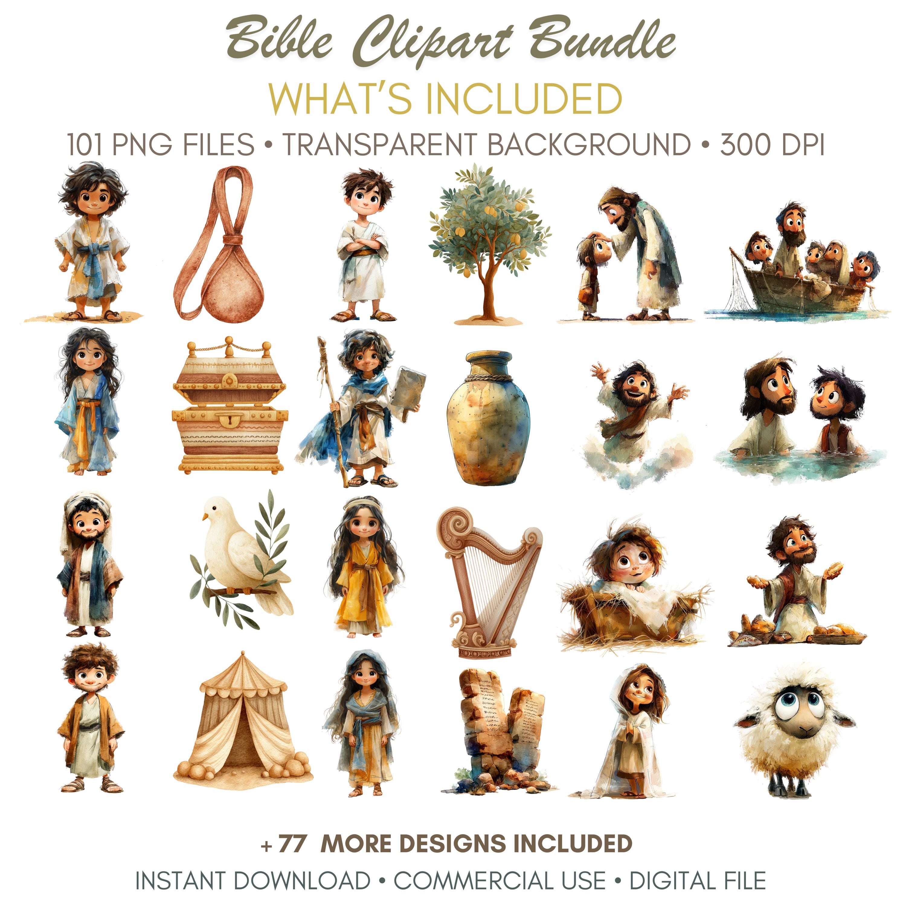 Bible Clipart Bundle 101 PNG Old & New Testament, Christian Watercolor ...