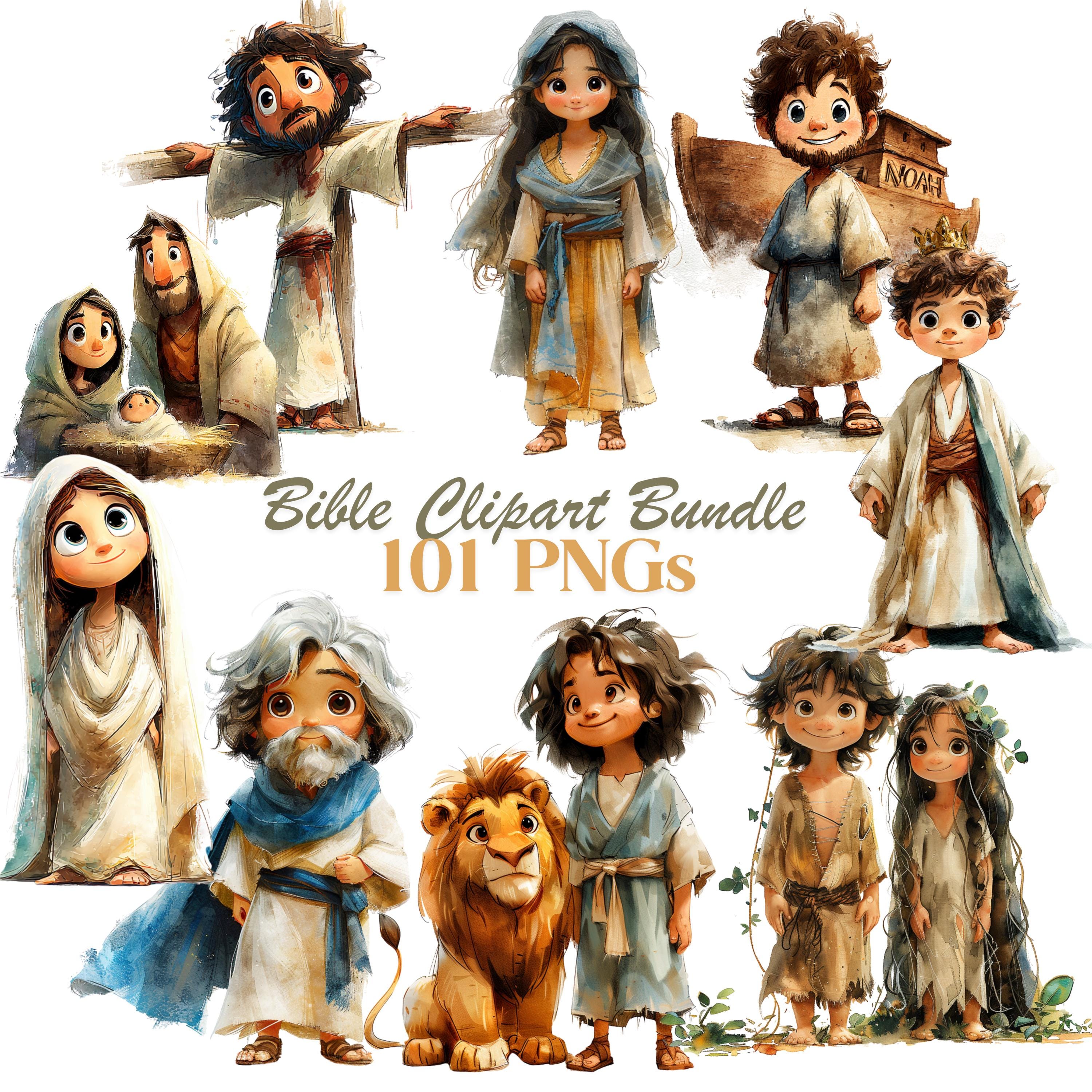 Bible Clipart Bundle 101 PNG Files, Christian Watercolor Clipart, Bible ...