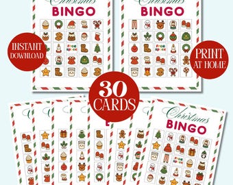Christmas Bingo, 30 Christmas Bingo Cards, Christmas Games, Christmas Activity, Kids Christmas Party Game, Christmas Classroom Activity