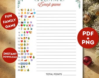 Christmas Emoji Game, Christmas Game, Printable Holiday Games For Kids, Family Christmas Games, Christmas Guess The Emoji, Emoji Pictionary