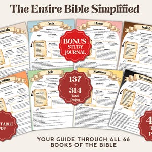 Bible Study Bundle PDF | Complete Guide to All 66 Books of the Bible + 314 Page Journal | Christian Study Workbook