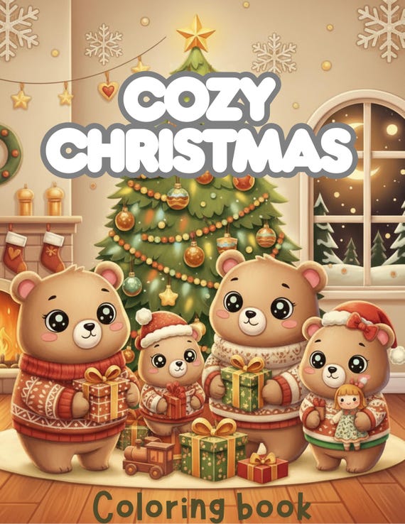 Cozy christmas coloring book | Holiday Printable Book | Winter Activity for Kids | Cozy Festive Art Sheets | Digital Download