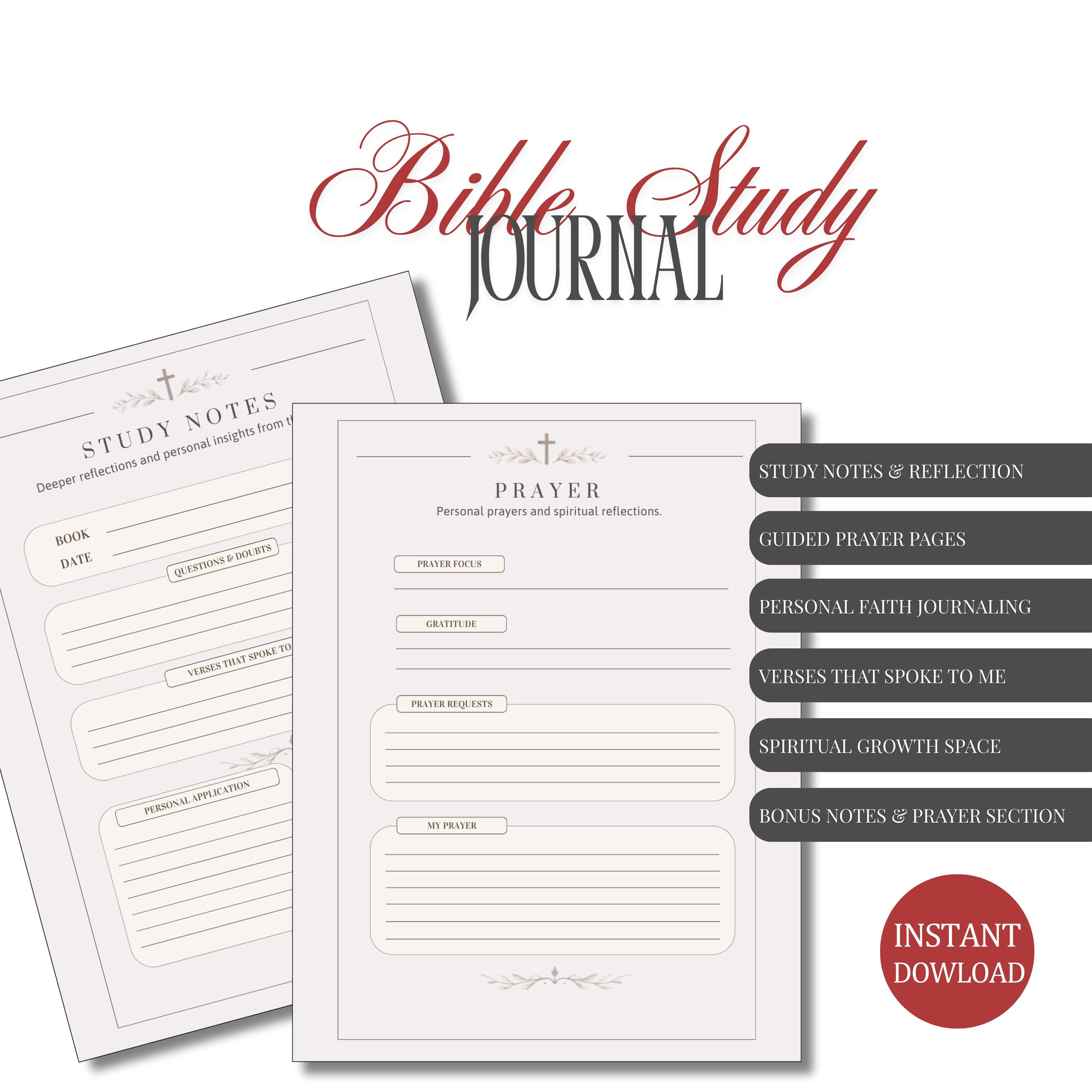 Printable Bible Study Journal PDF, Christian Study Planner, Guided Bible Study Workbook, A4 US ...