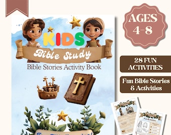 Libro de actividades bíblicas imprimible para niños, historias bíblicas para niños, actividades para la escuela dominical, páginas cristianas para colorear, lecciones bíblicas para niños