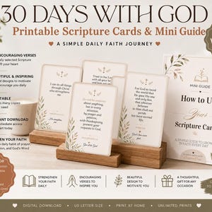 Bible Verse Cards Printable | Printable Scripture Cards | 30 Day Bible Challenge | Christian Devotional PDF | Prayer Cards