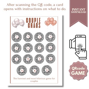 Alla hjärtans dag-parspel: Quiz och aktiviteter, roligt QR-kodspel för par (PDF+PNG)