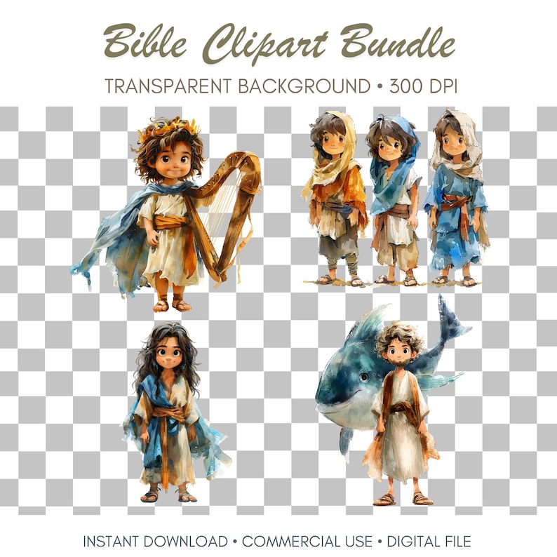 Bible Clipart Bundle 101 PNG Files, Christian Watercolor Clipart, Bible ...