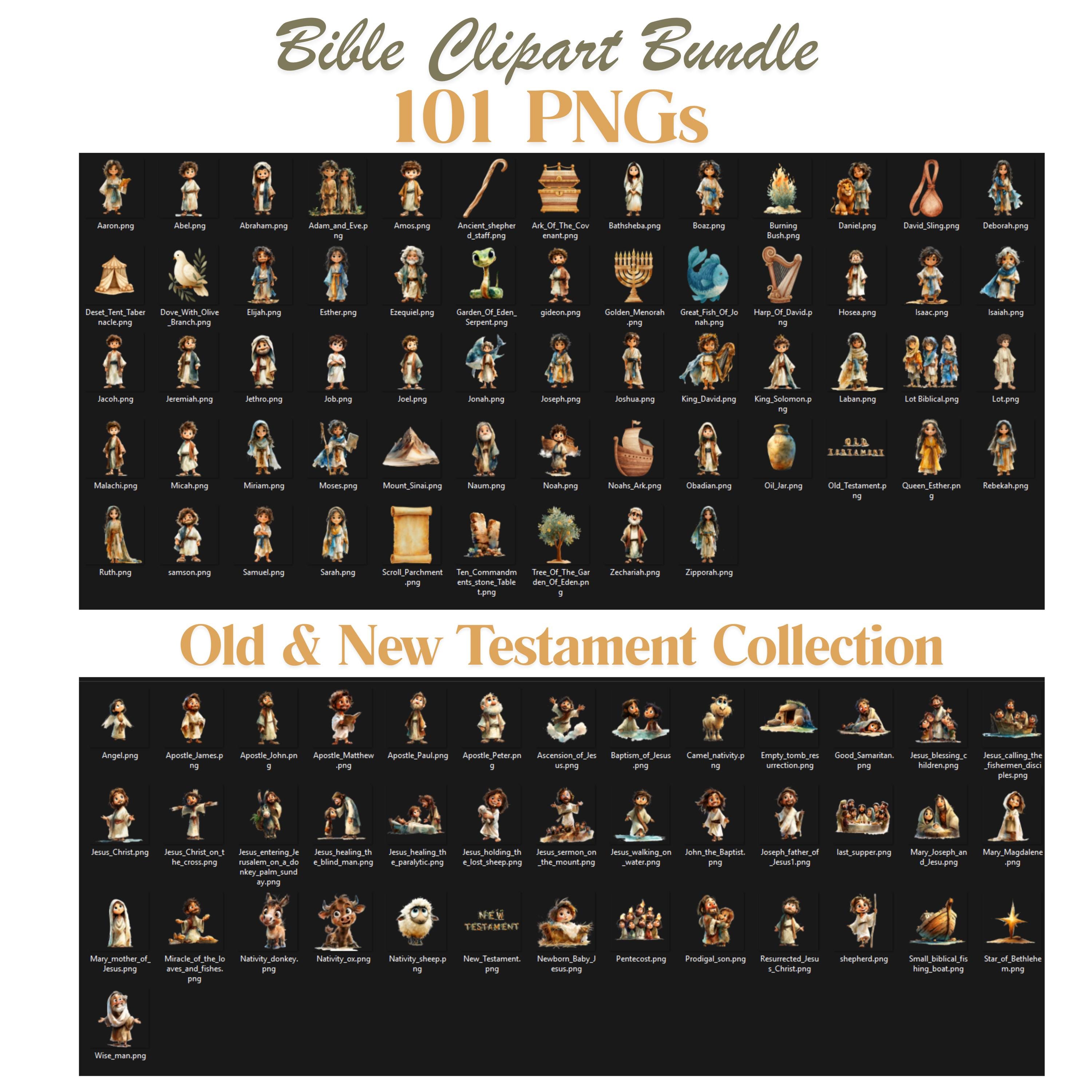 Bible Clipart Bundle 101 PNG Old & New Testament, Christian Watercolor ...