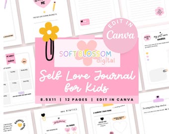 Self Love Journal for Kids, Positive Affirmations, Mental Health Prompts, Gratitude, Canva Template, Feelings Emotions PDF