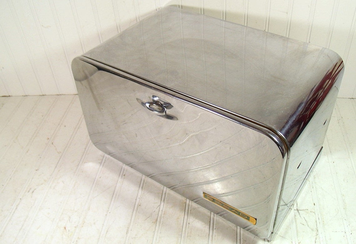 Vintage Chrome Heavy Duty Large Bread Box Retro Oversized Etsy