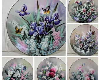 Jewels of the Flowers Plates Collection Art by Tan Chun Chiu Edwin M Knowles Series Collector Plates 6 of 8 Distributed by Bradford Exchange