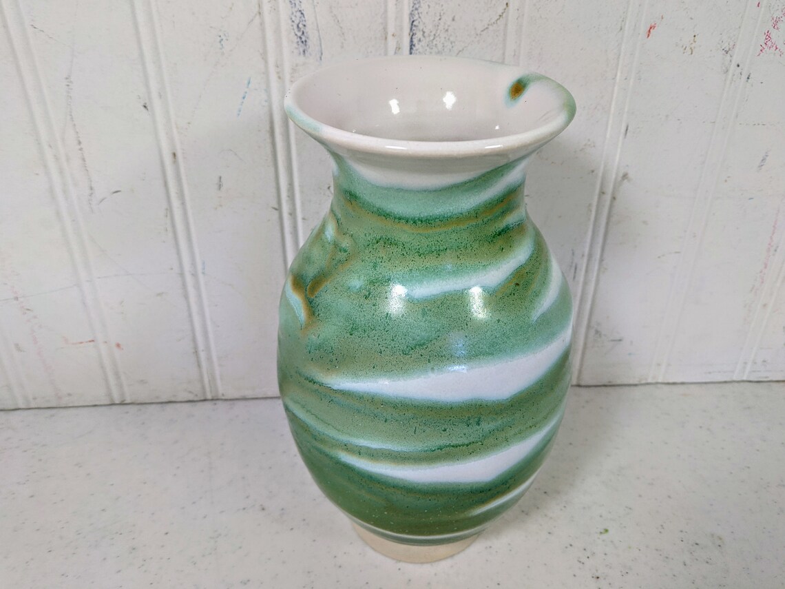 Beach Pottery Vase Seafoam Green Glaze Urn Hand Thrown 8 Etsy