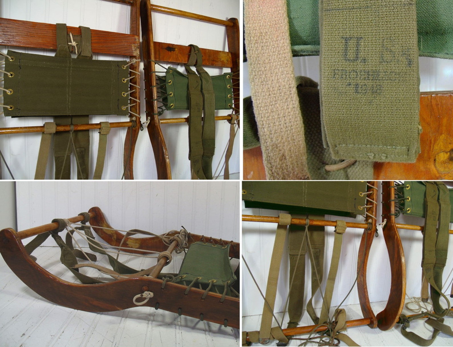 Antique Canvas & Wood Back Pack Frames Vintage Hand Made Etsy