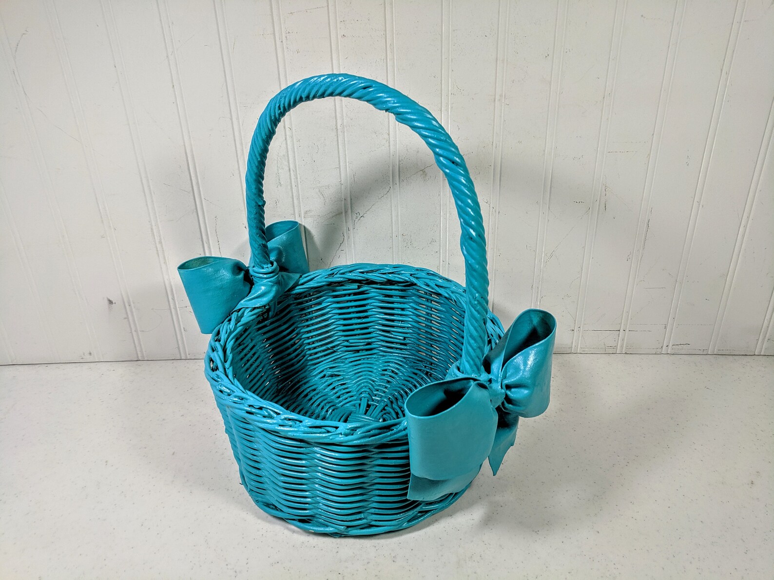 Turquoise Wicker Basket Wedding Bridesmaid Flower Basket Beach Etsy