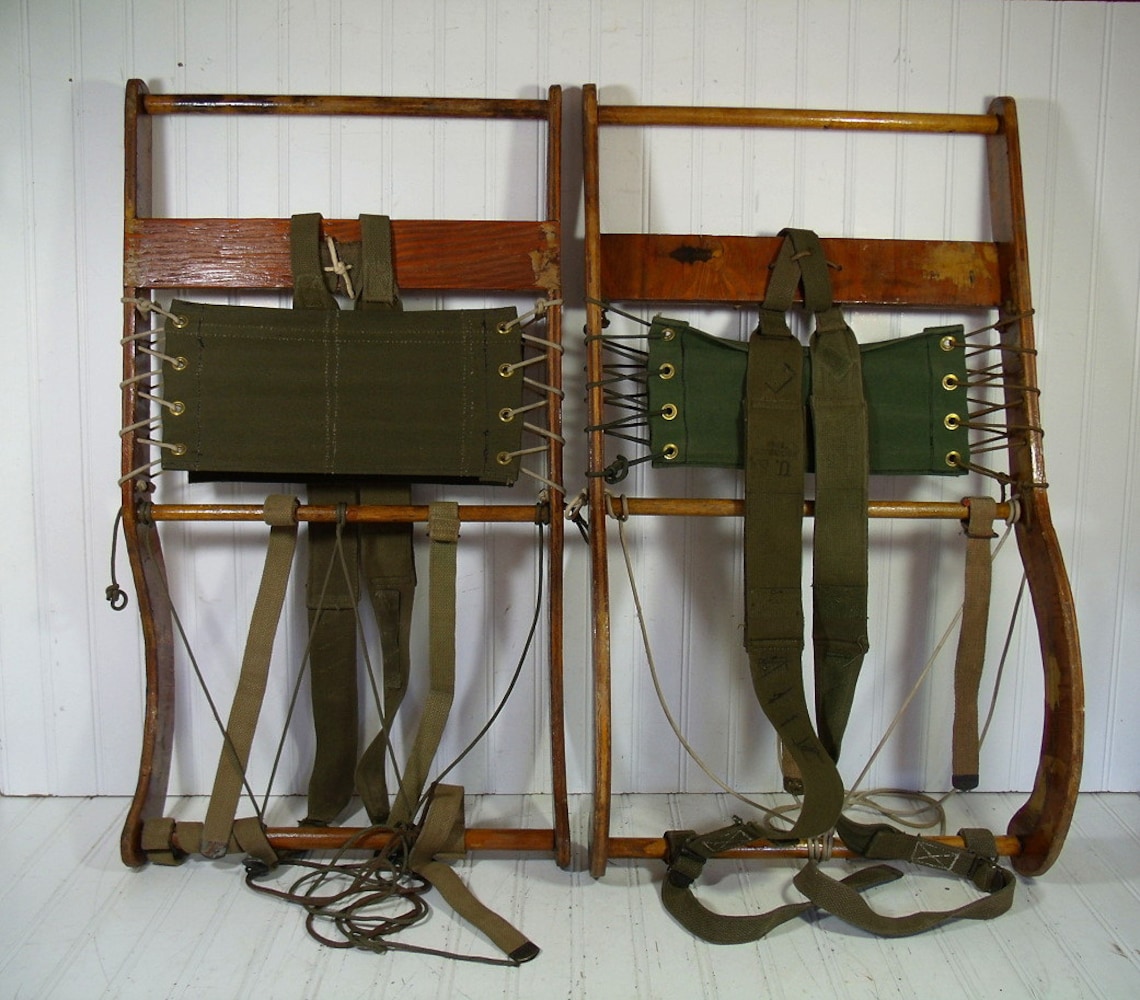 Antique Canvas & Wood Back Pack Frames Vintage Hand Made Etsy