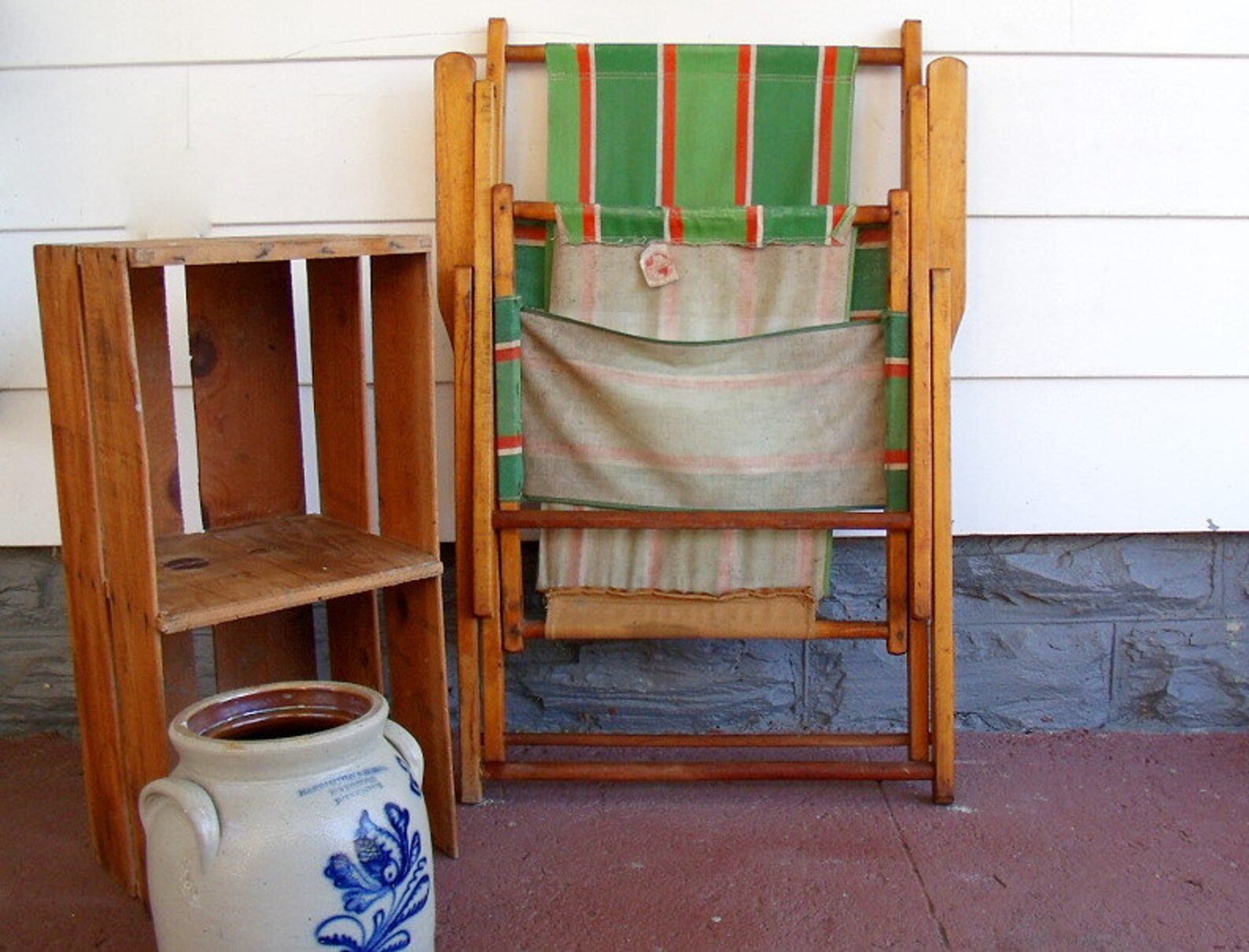Vintage Wood and Canvas Folding Beach Chair Retro Telescope Etsy