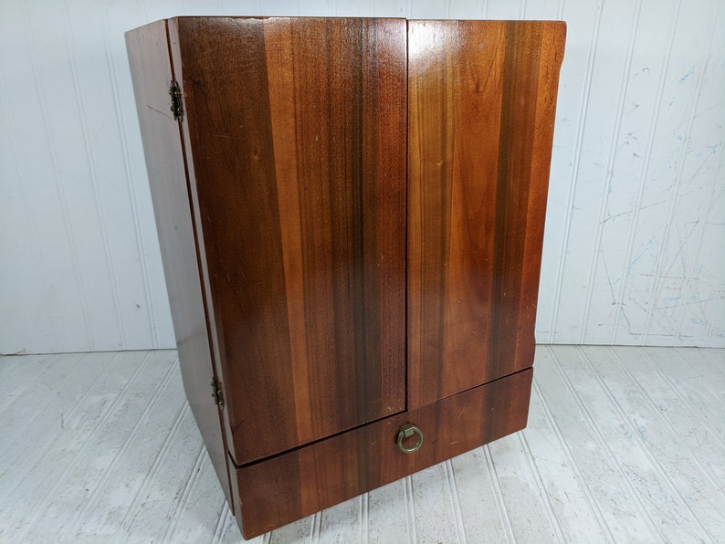 Standing Flatware Chest Mid Century Modern Upright Wooden Etsy