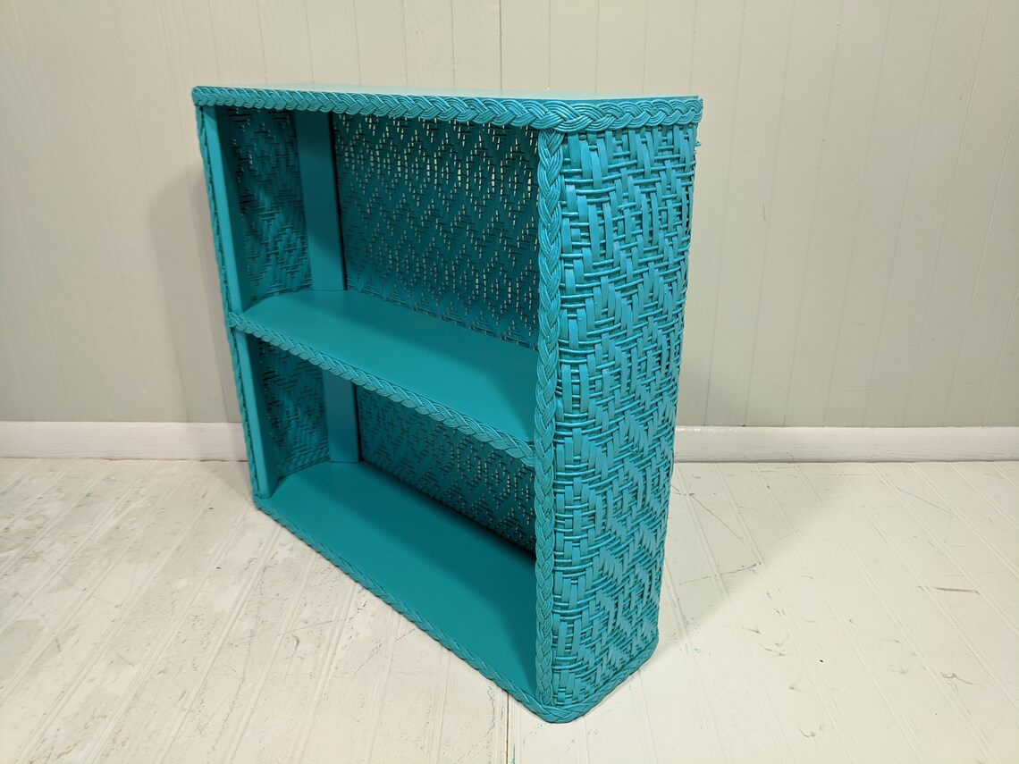 Turquoise Wicker Shelving Unit for Wall Hanging Seascape Blue - Etsy
