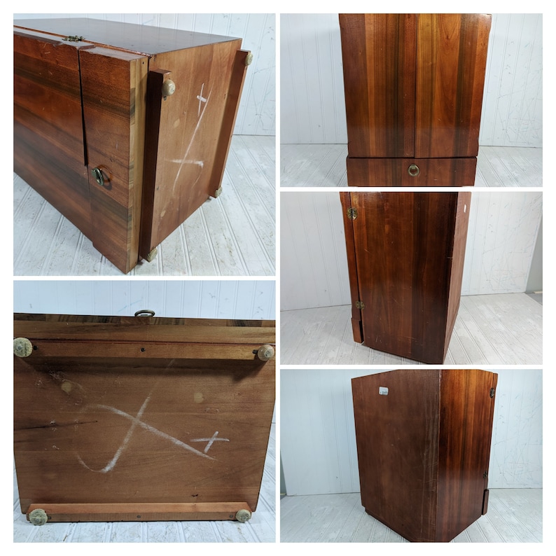 Standing Flatware Chest Mid Century Modern Upright Wooden Etsy