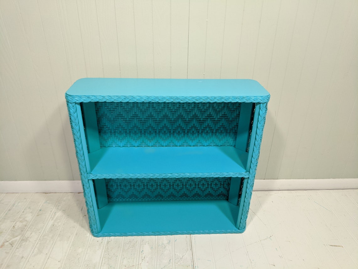 Turquoise Wicker Shelving Unit for Wall Hanging Seascape Blue - Etsy