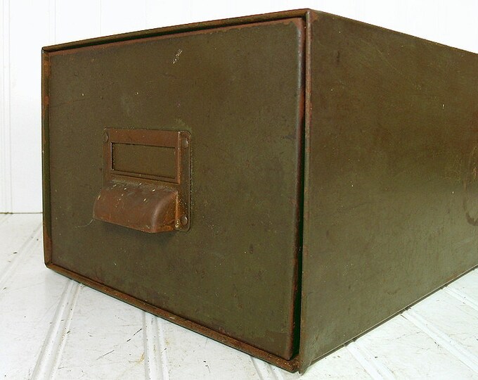 Industrial Green Metal File Box Vintage Heavy Duty Organizer Etsy