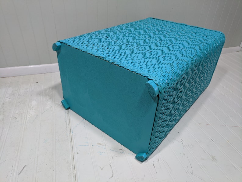 Standing Wicker Shelf Turquoise Blue Wood & Wicker Book ...